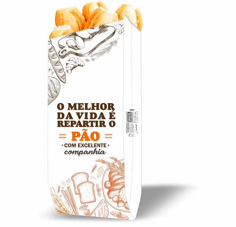 Saco de pão em papel branco