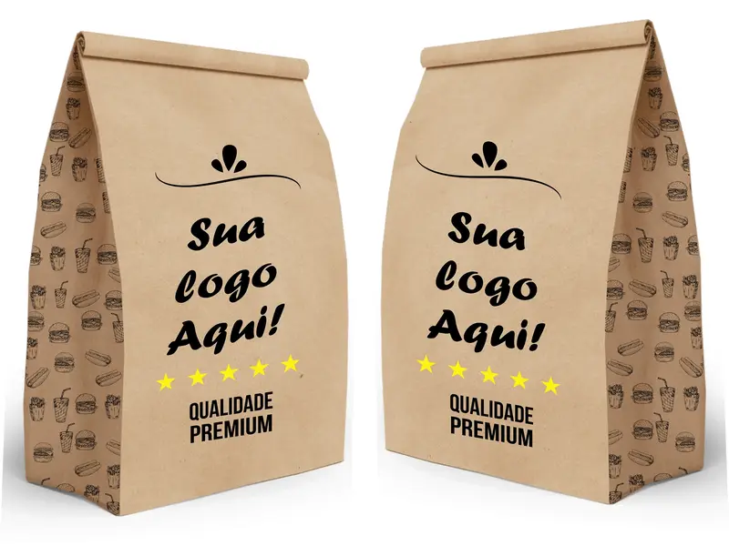 Saco delivery kraft com espaço para a logo do cliente