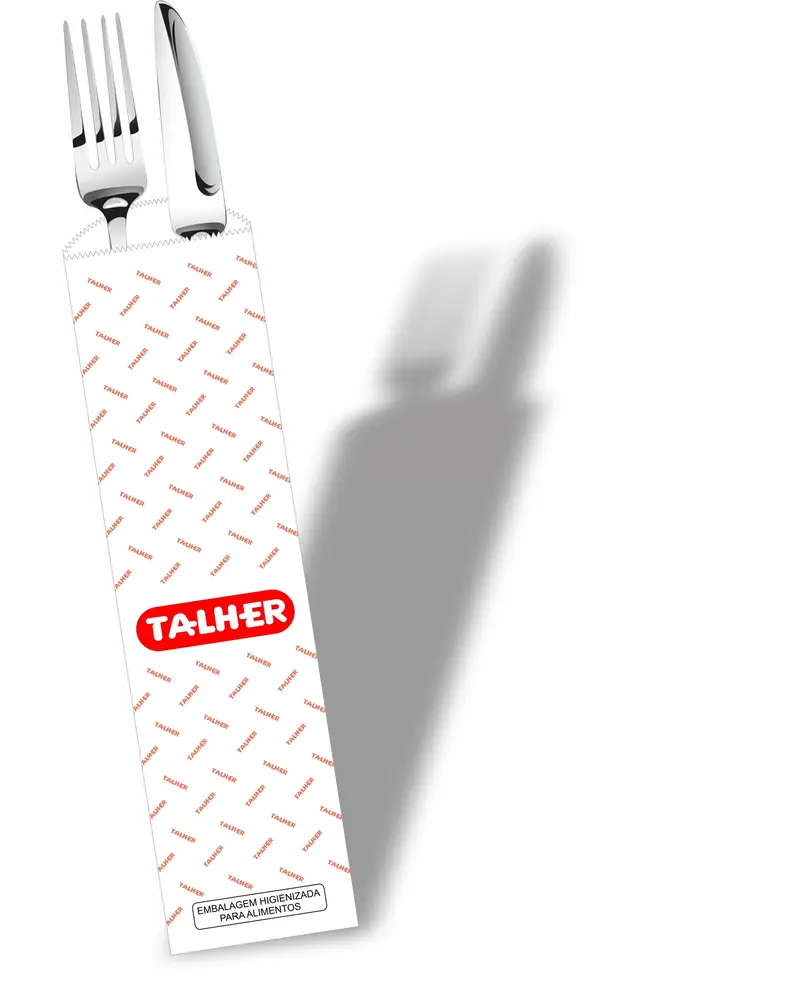 Saquinho branco para talher com estampa